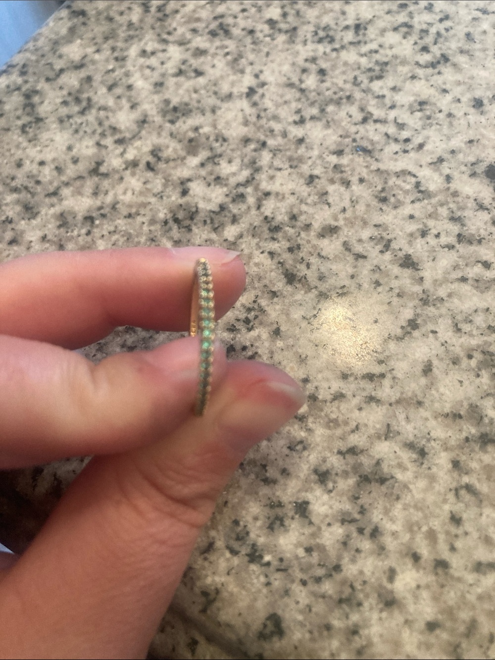 Green Pave Pandora gold toned Ring